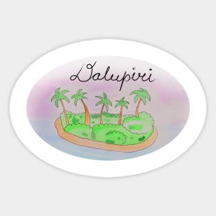 Dalupiri watercolor Island travel, beach, sea and palm trees. Holidays and vacation, summer and relaxation Sticker